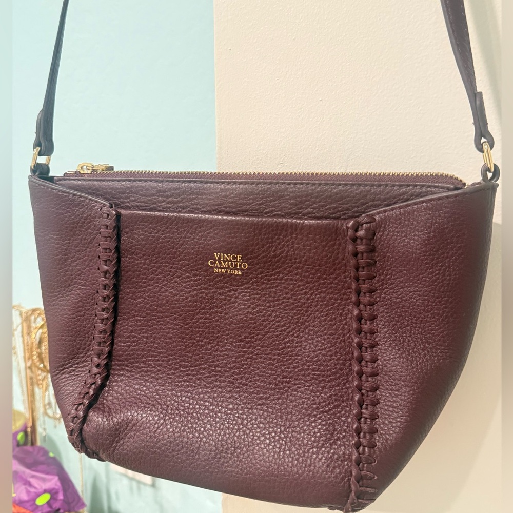 Vince Camuto Dark Brown Leather Crossbody Bag